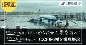 搭乗記】中国南方航空CZ3086便で羽田から広州へ！A321の機内食や座席を